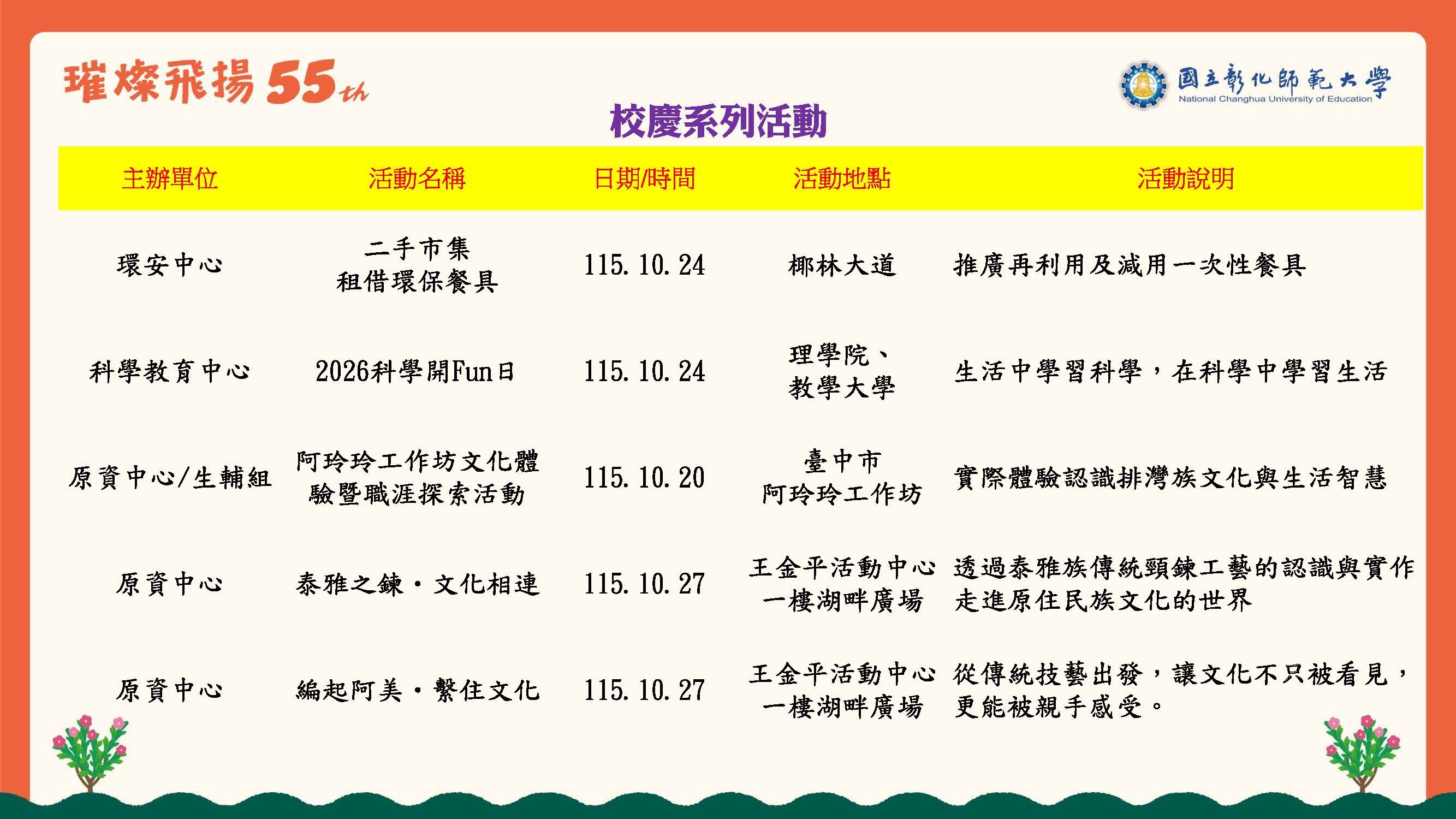 55週年校慶 活動宣傳